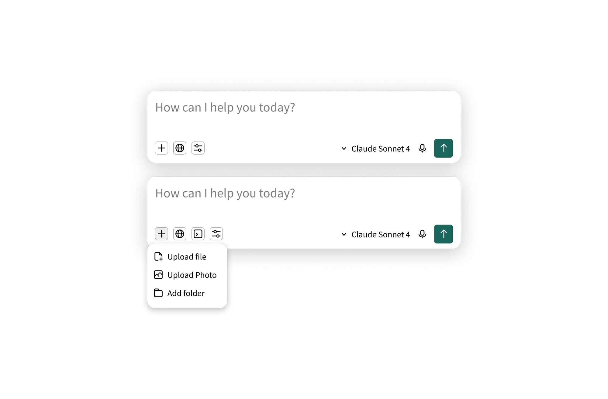 AI chat input box mockup